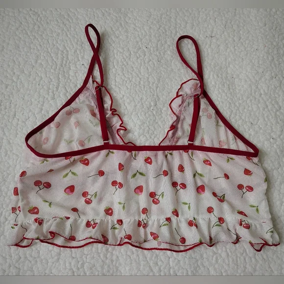 *NWOT* Romwe Women's Large 2-piece Cherry Strawberry Print Pajamas - Picture 4 of 10